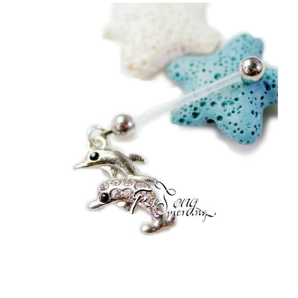 孕婦用肚臍環-嬉遊海豚 超長