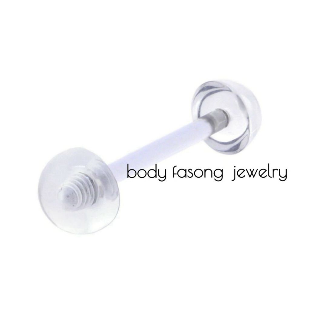 透明舌環-14G半圓
