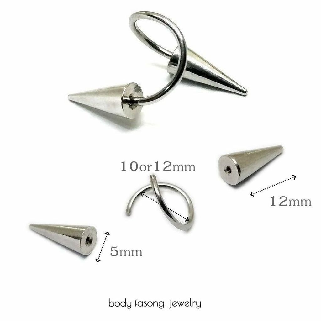 16G長錐-螺旋槓鈴 尺寸