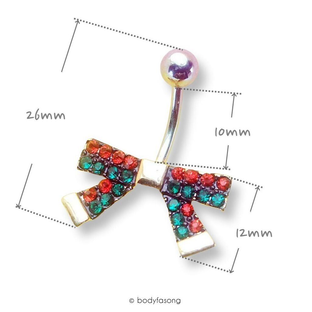 肚臍環 英格蘭風蝴蝶結 尺寸