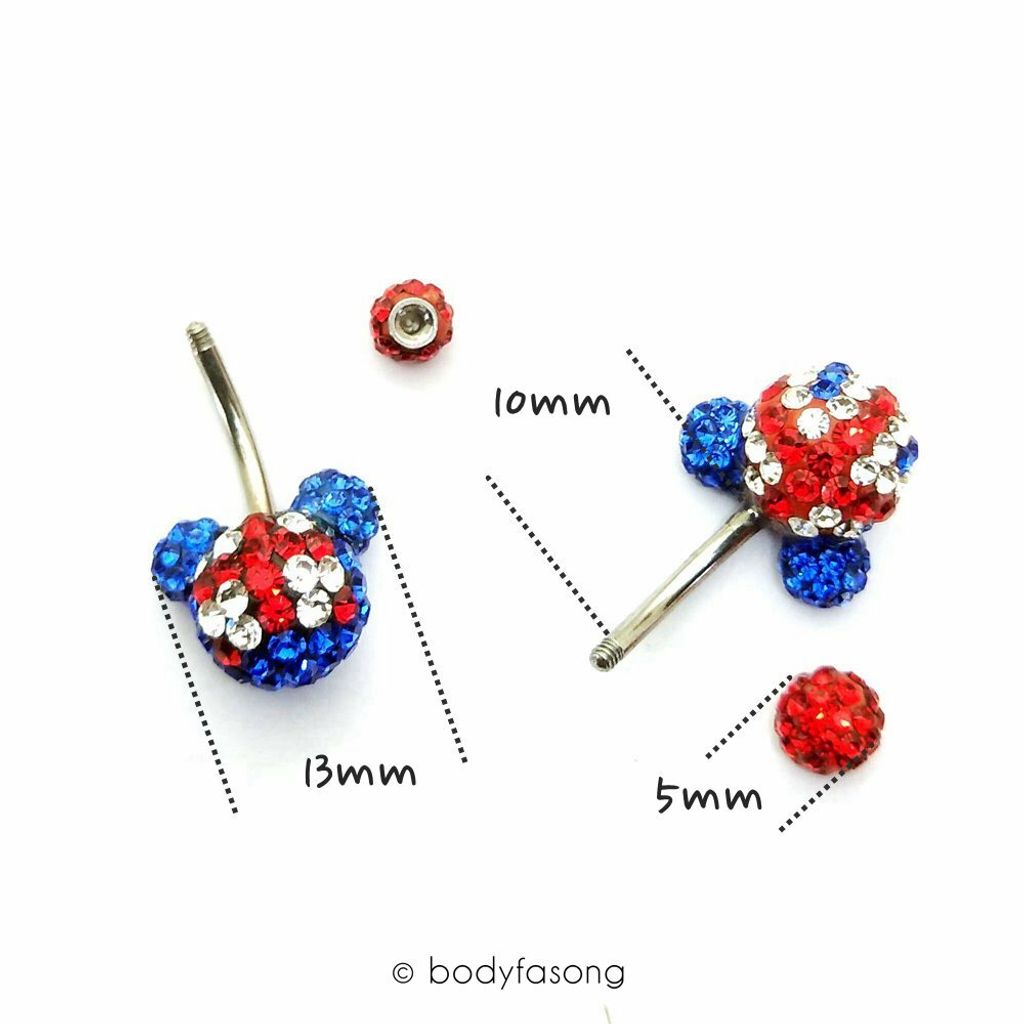 滿鑽米奇 肚臍環 尺寸