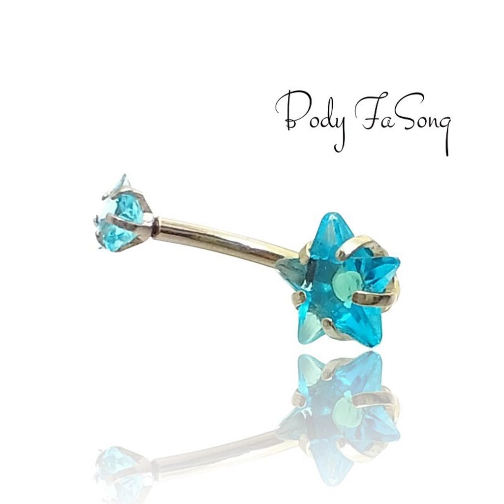 星形爪鑲水晶-藍