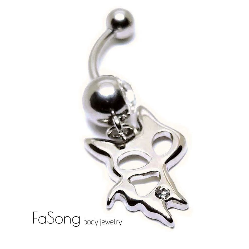 銀色貓萌-肚臍環