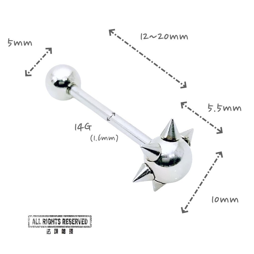 尖刺 舌環 尺寸