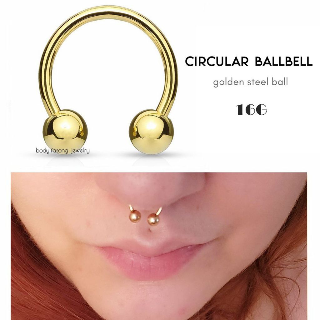 16G金色鋼珠款 馬蹄槓鈴