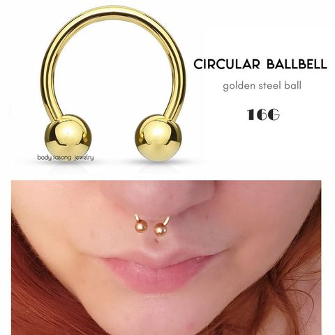 16G金色鋼珠款 馬蹄槓鈴