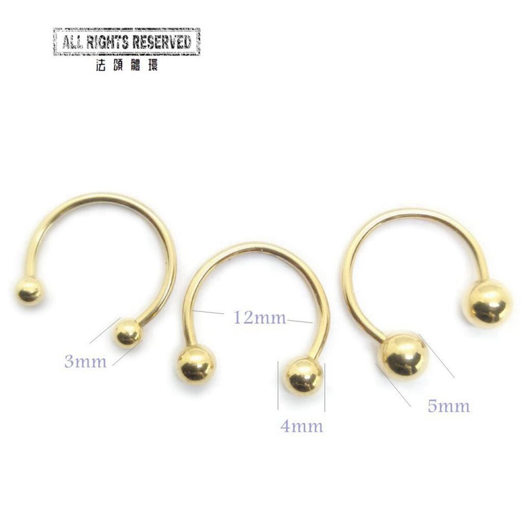 16G金色鋼珠款 馬蹄槓鈴_內徑12mm