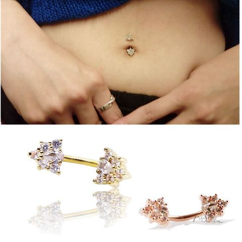 星葉雙鑽 肚臍環