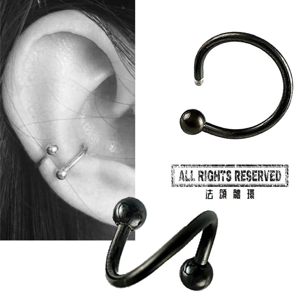 14G黑鈦鋼珠款螺旋槓鈴