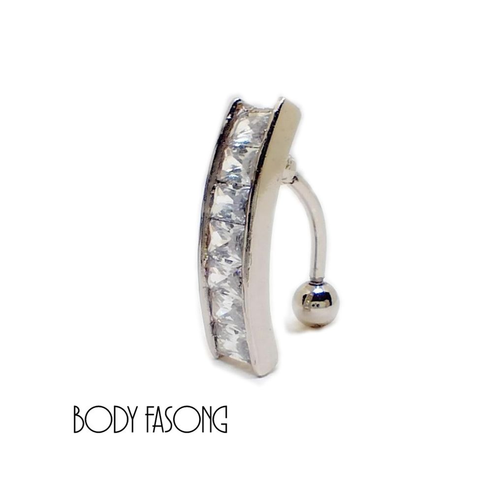 如緞 反戴肚臍環_白