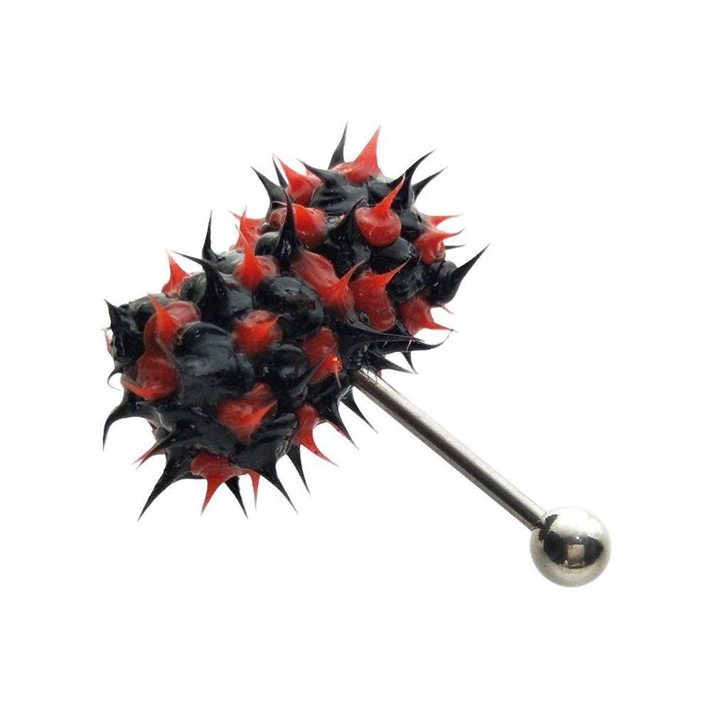 震動有機矽膠舌環_紅黑