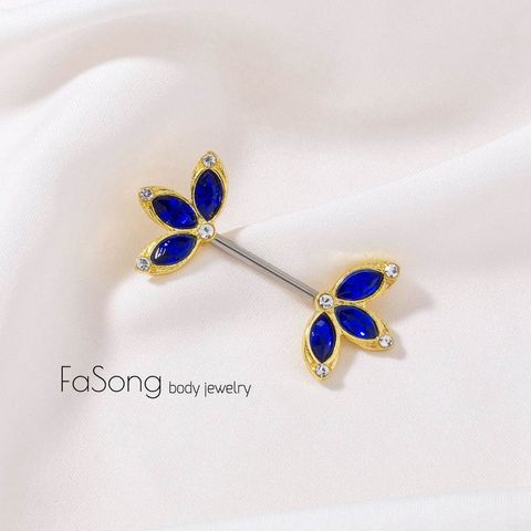 14G藍色楓葉 乳頭槓鈴