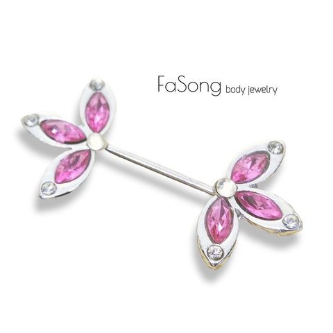 14G粉紅楓葉 乳頭槓鈴