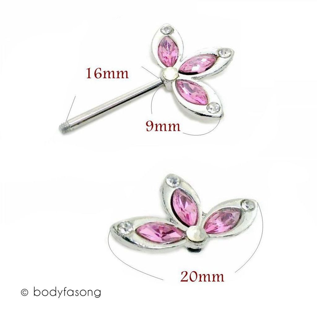 14G粉紅楓葉 乳頭槓鈴