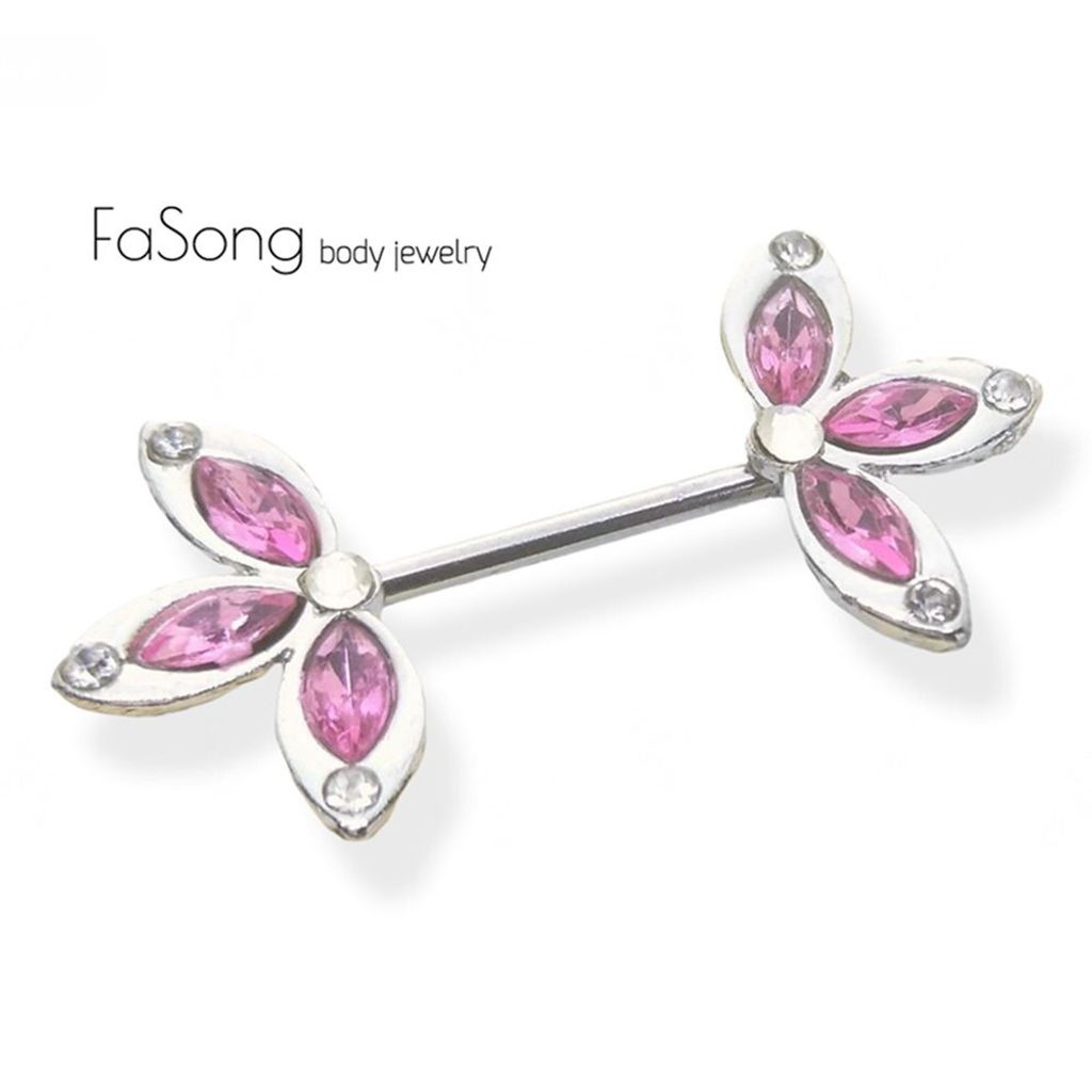 14G粉紅楓葉 乳頭槓鈴