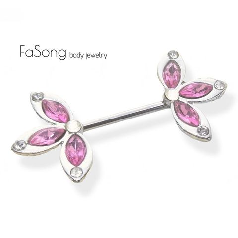 14G粉紅楓葉 乳頭槓鈴
