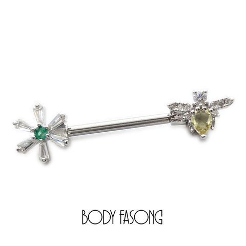 花與蜂乳頭槓鈴