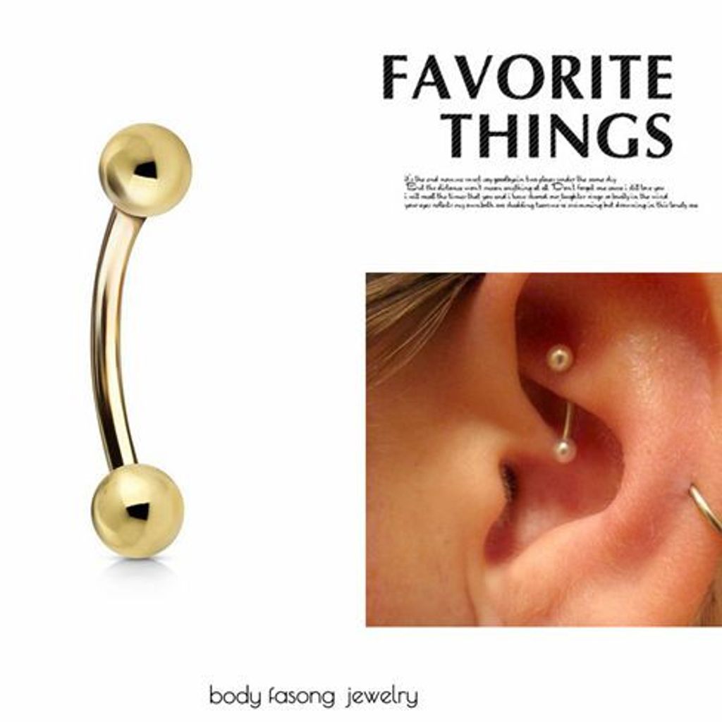 16G金色鋼珠彎曲槓鈴