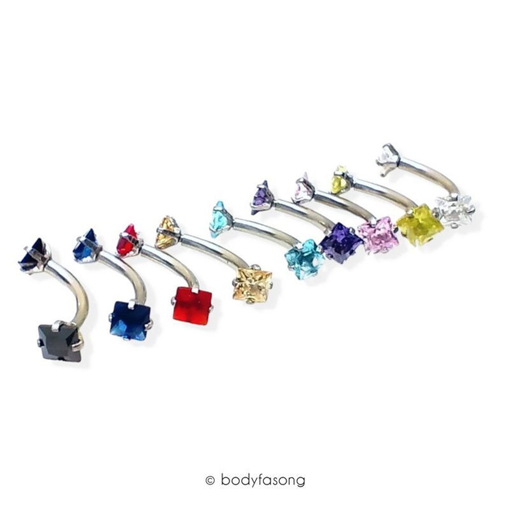 16G爪鑲方晶 彎曲槓鈴