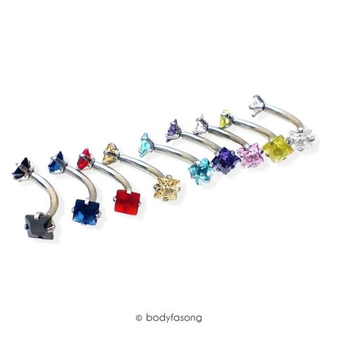 16G爪鑲方晶 彎曲槓鈴