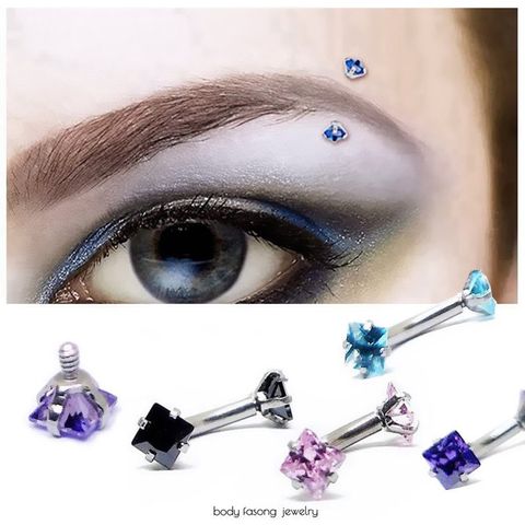 16G爪鑲方晶 彎曲槓鈴