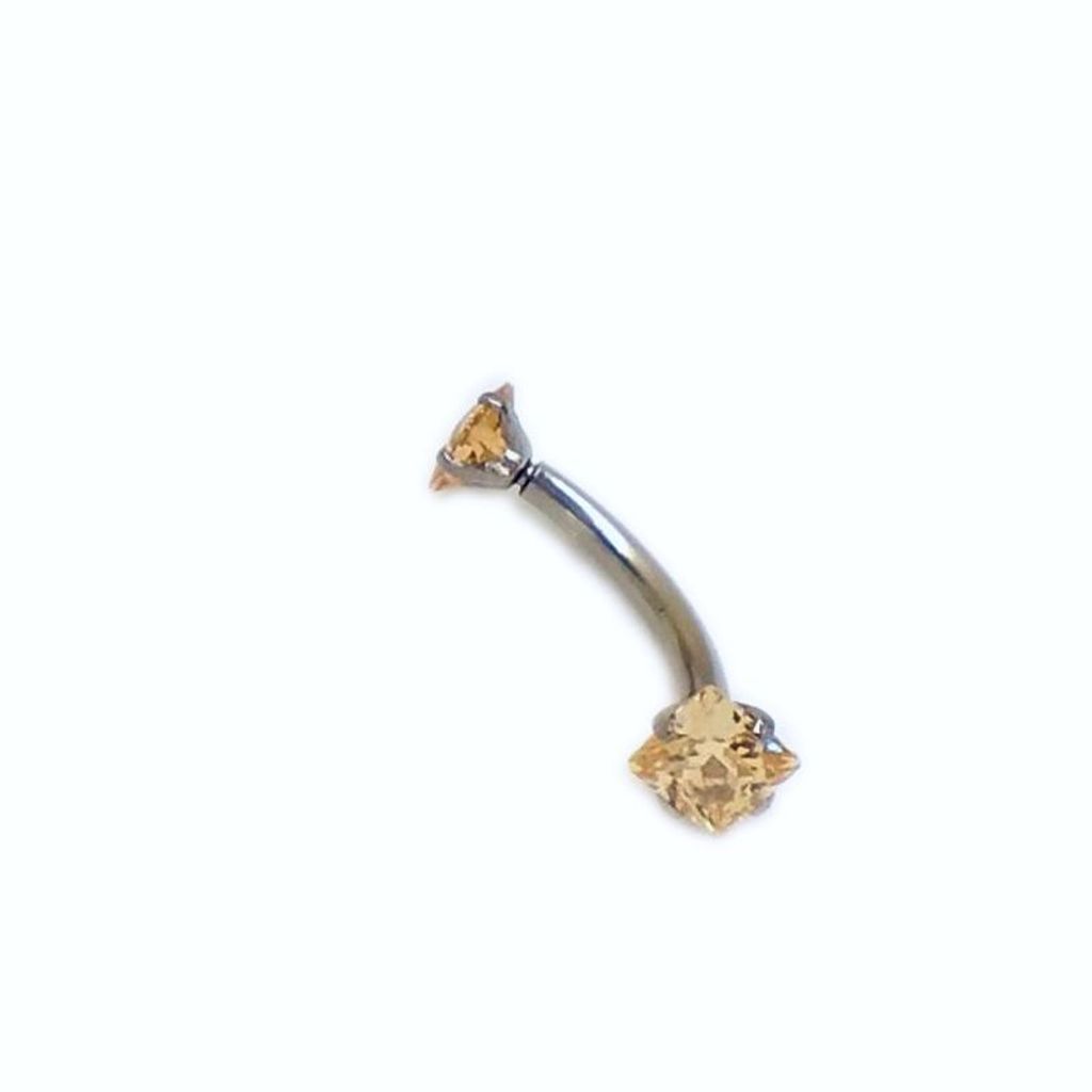 16G爪鑲方晶 彎曲槓鈴-橙