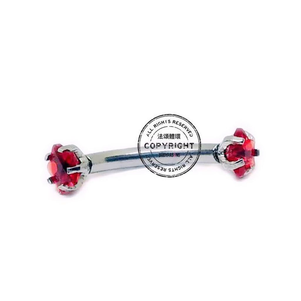 星形水晶彎曲槓鈴_紅