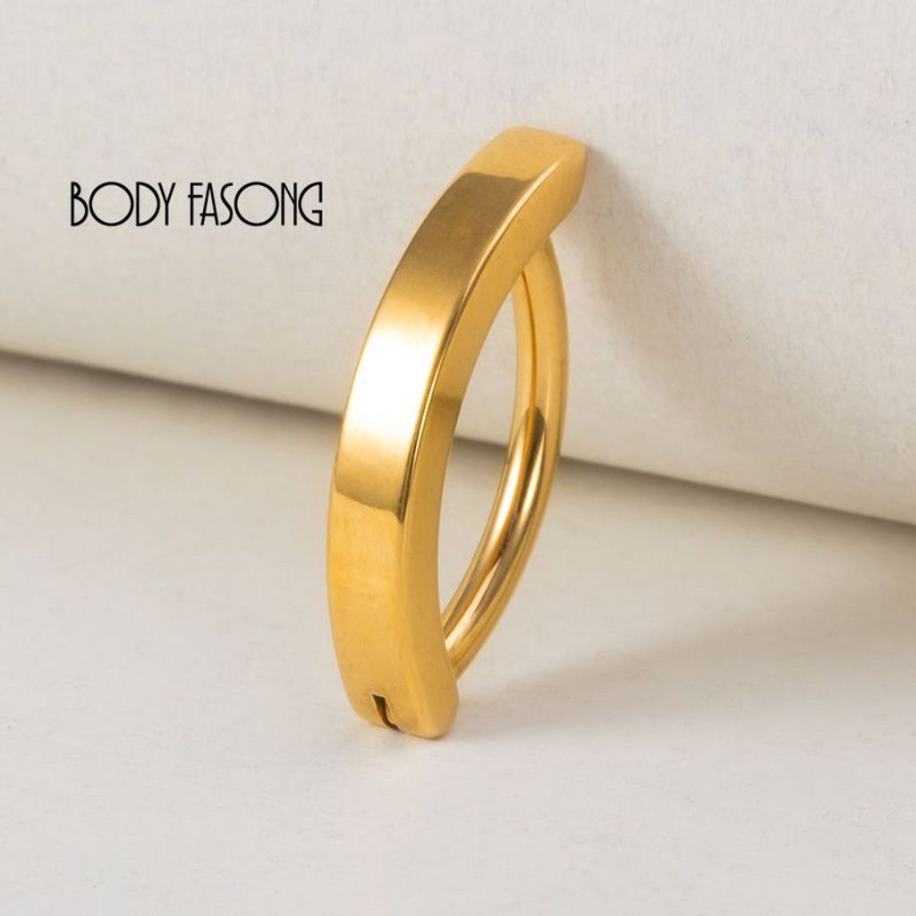 簡約活動式扣肚臍環-金