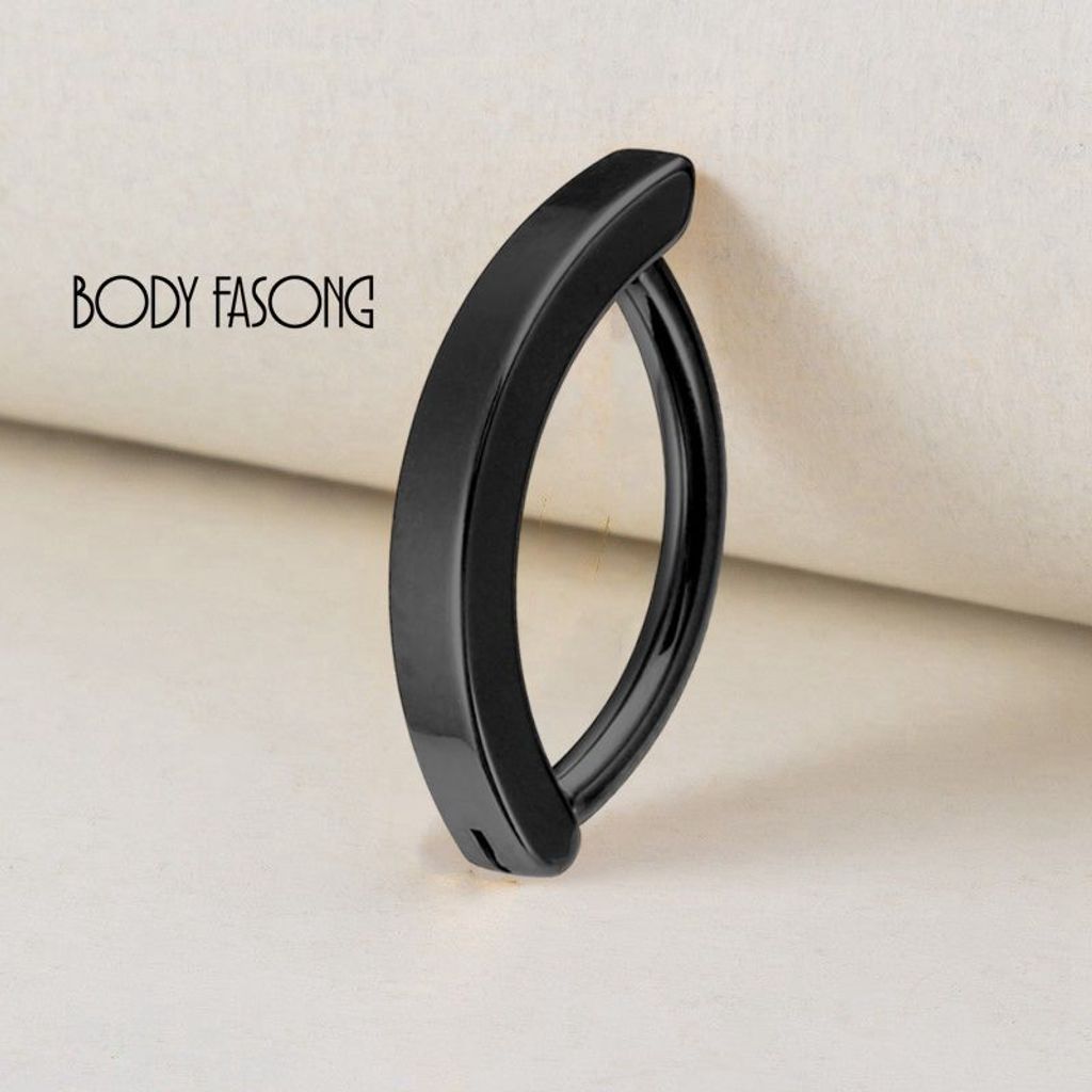 簡約活動式扣肚臍環-黑