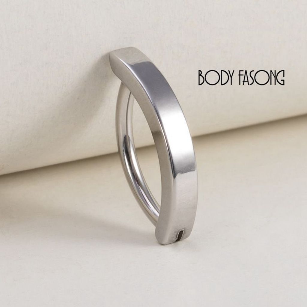 簡約活動式扣肚臍環-銀