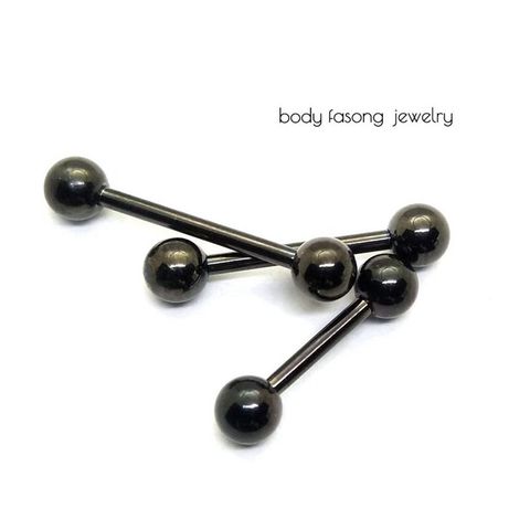 14G黑鈦鋼珠 直槓鈴