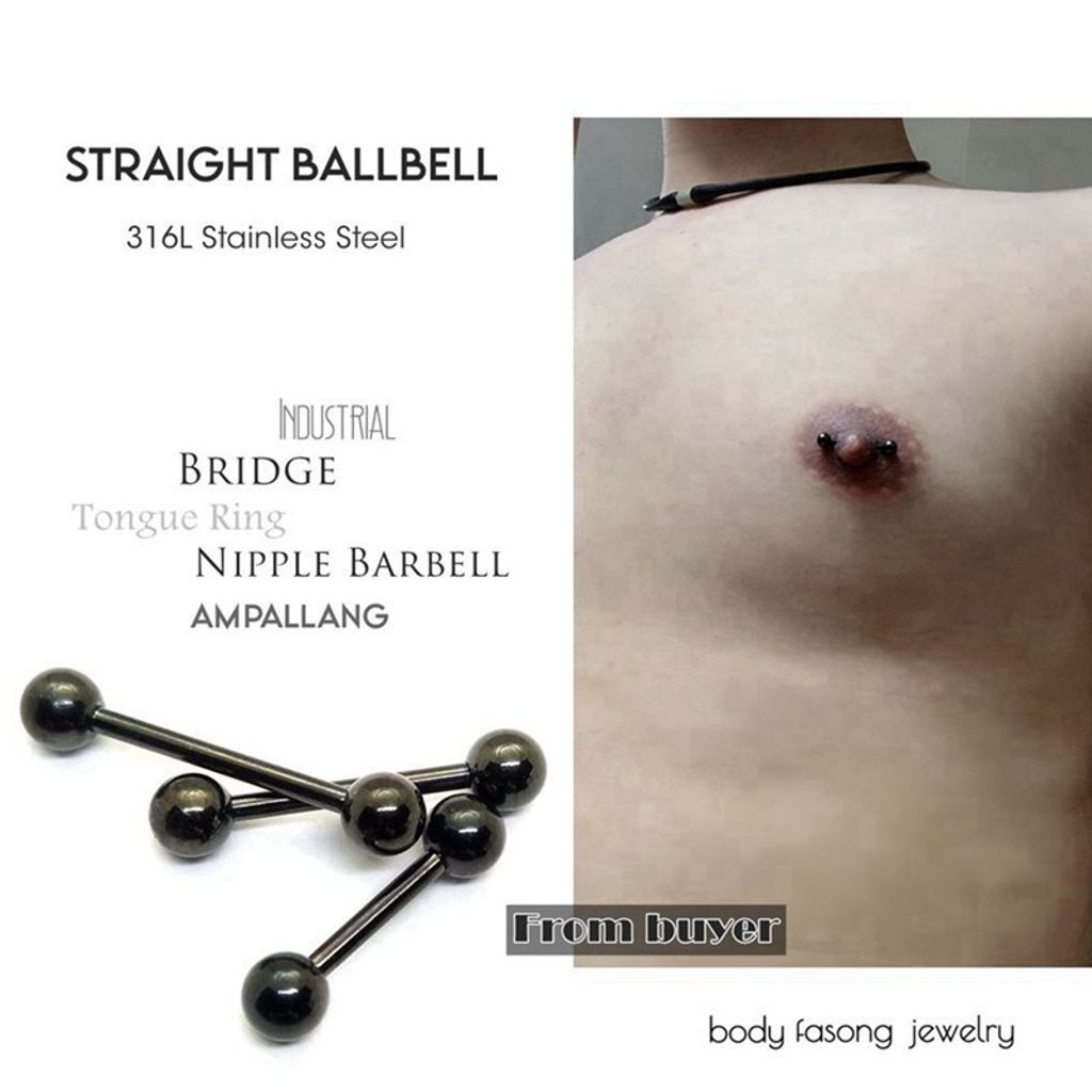 14G黑鈦鋼珠 直槓鈴