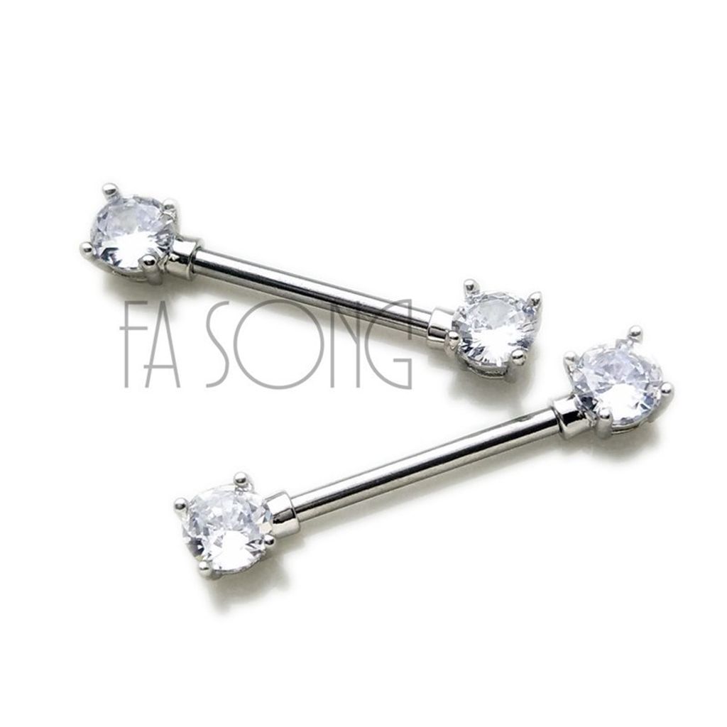 爪鑲圓形水晶 乳頭槓鈴