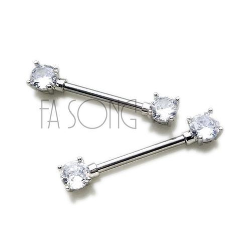 爪鑲圓形水晶 乳頭槓鈴
