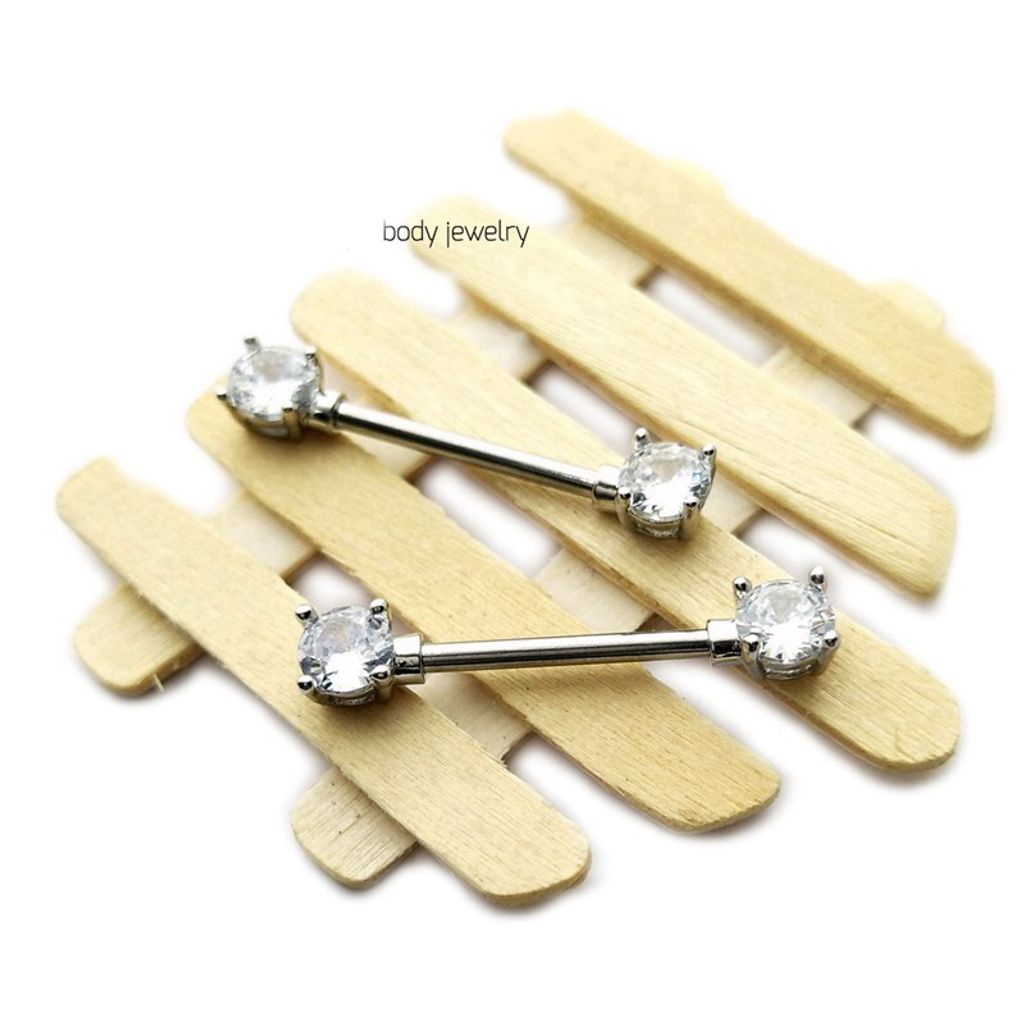 爪鑲圓形水晶 乳頭槓鈴