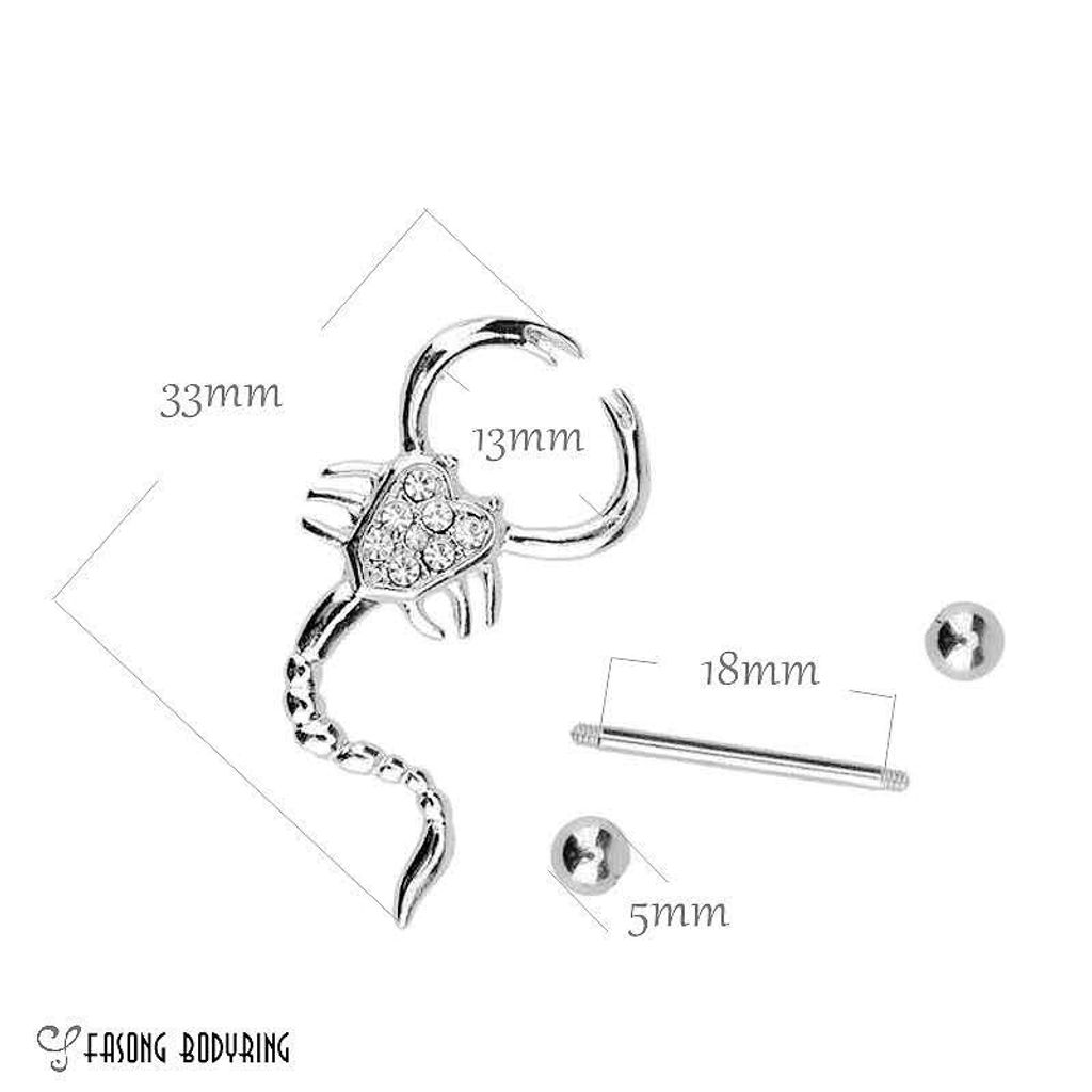 蠍子 乳環 尺寸