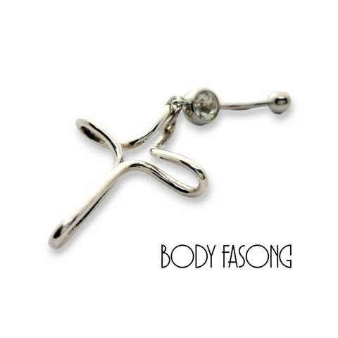 純銀十字肚臍環