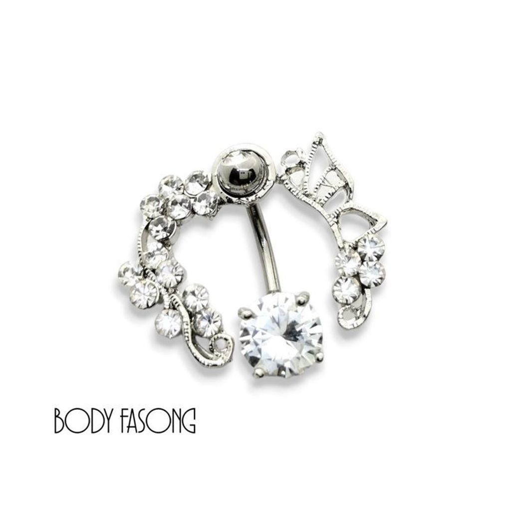 蔓延 反戴肚臍環-白