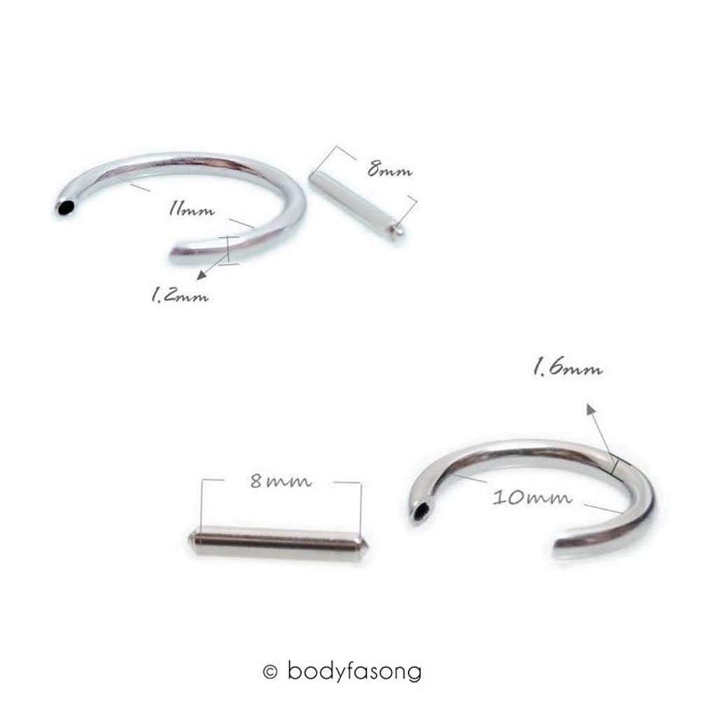 D形分段環 鼻環 耳環-尺寸