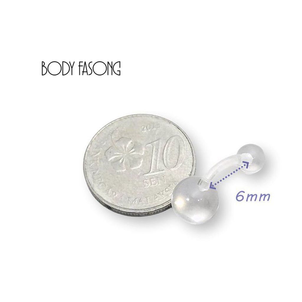 透明肚臍環 針長6mm