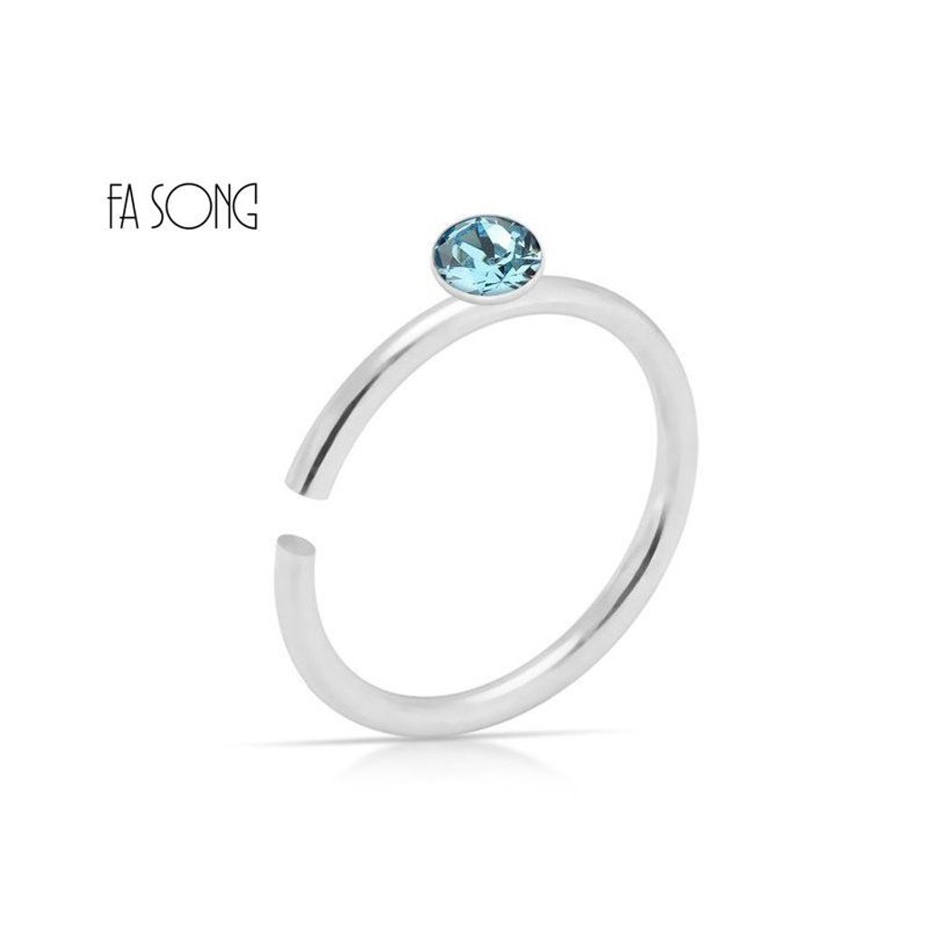 單鑽側鼻環-淺藍