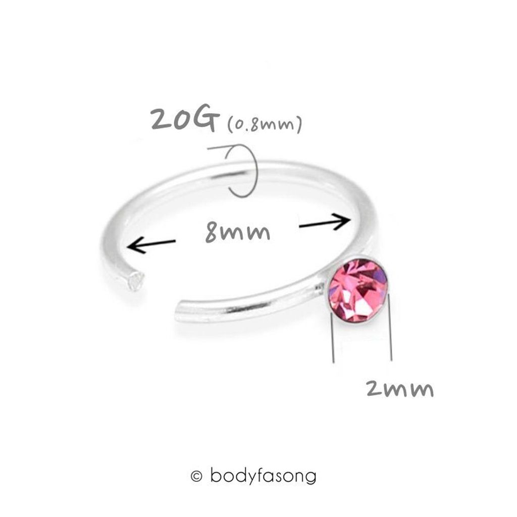 單鑽側鼻環 尺寸