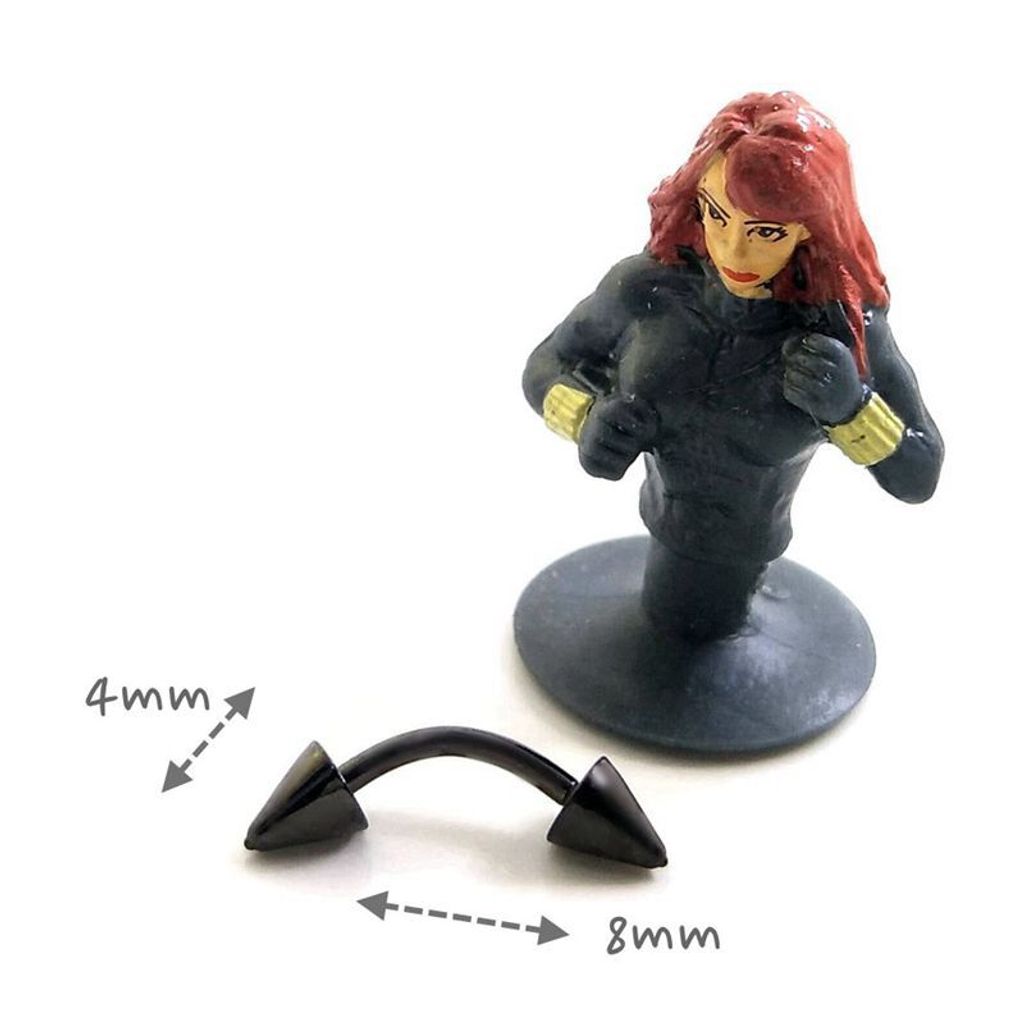 16G黑鈦錐彎曲槓鈴_8mmx4mm