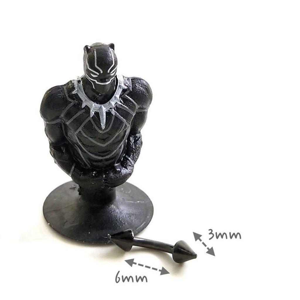 16G黑鈦錐彎曲槓鈴_6mmx3mm