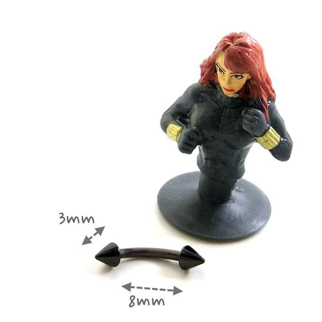 16G黑鈦錐彎曲槓鈴_8mmx3mm