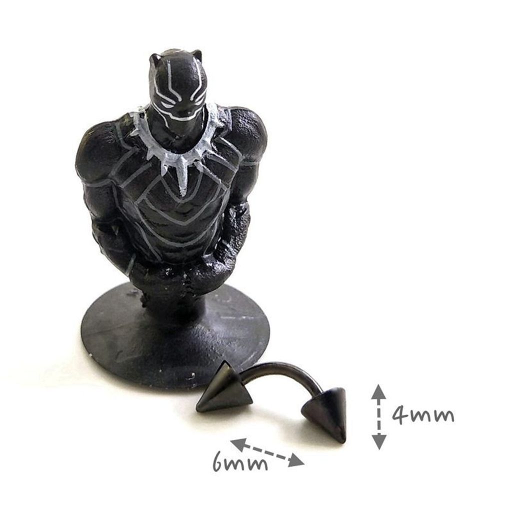 16G黑鈦錐彎曲槓鈴_6mmx4mm