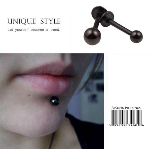 16G黑鈦鋼珠 唇環