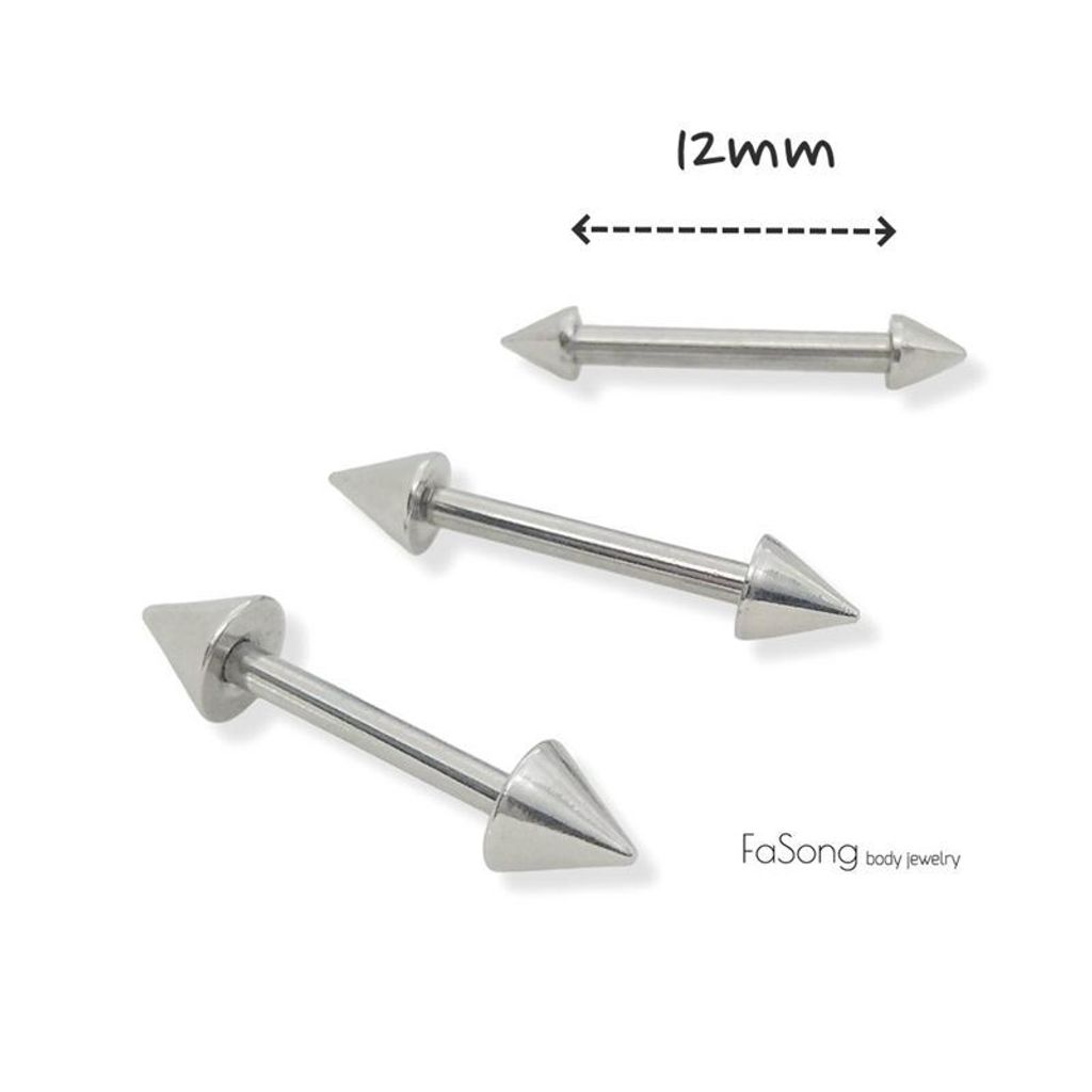 14G錐 粗針直槓鈴-長12mm