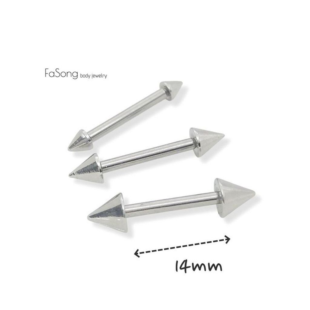 14G錐 粗針直槓鈴-長14mm