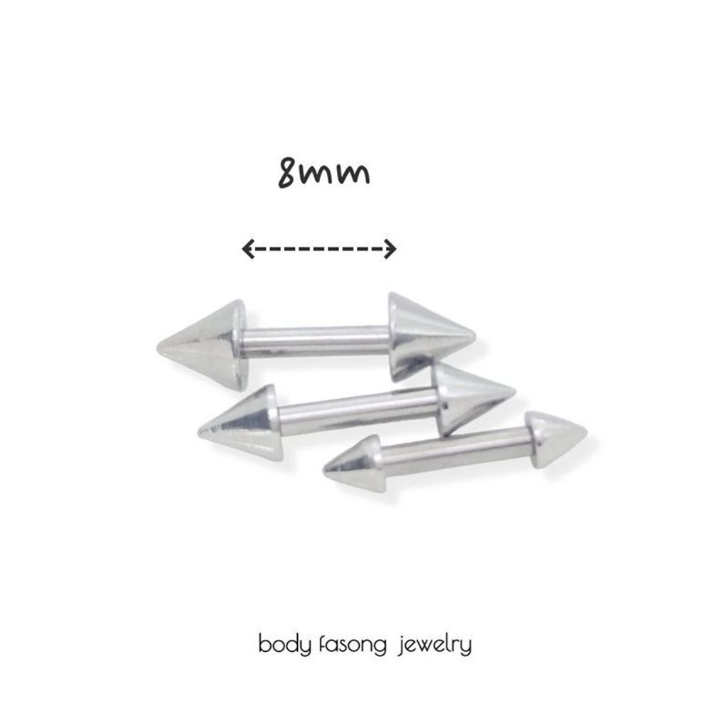 14G錐 粗針直槓鈴-長8mm